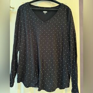 Old Navy black with silver polka dots long sleeved t-shirt